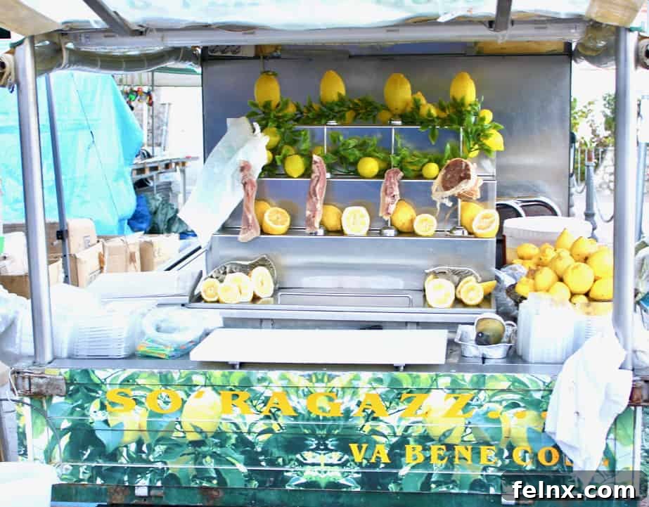A charming lemon granita shop in the town of Praiano