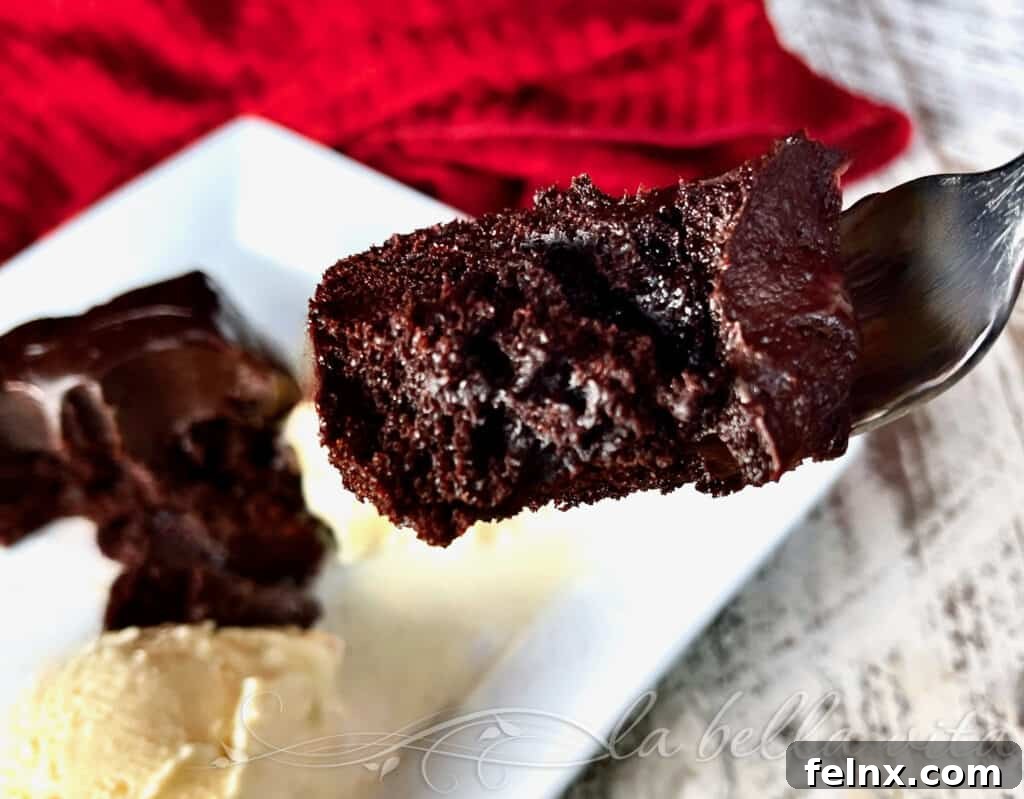 The perfect forkful of chocolate cake