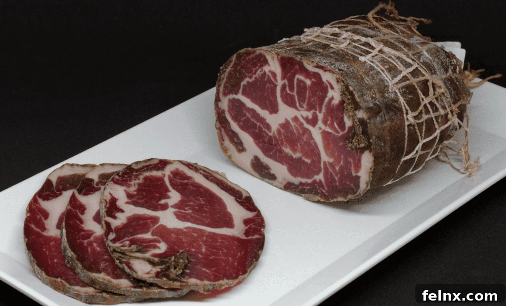 Close up of Hot Capicola used in the recipe