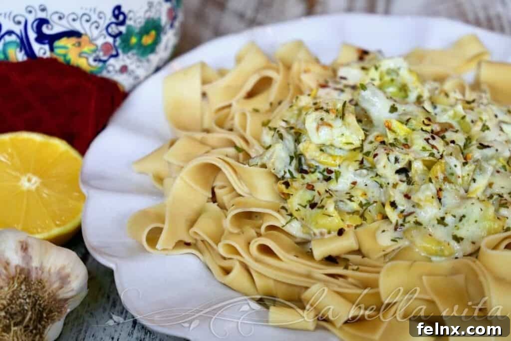 Finished pasta dish on a plate