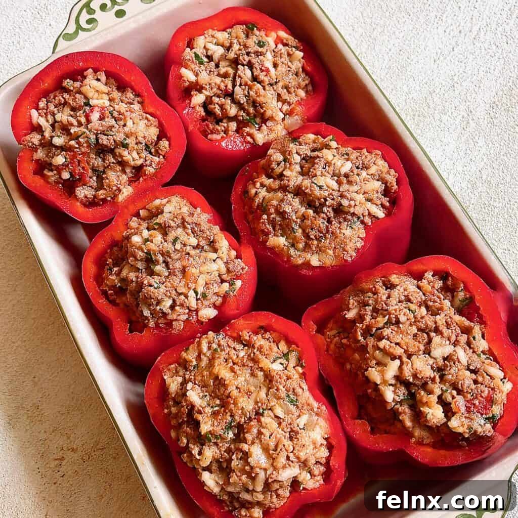 Stuffed Peppers Ready for the Oven