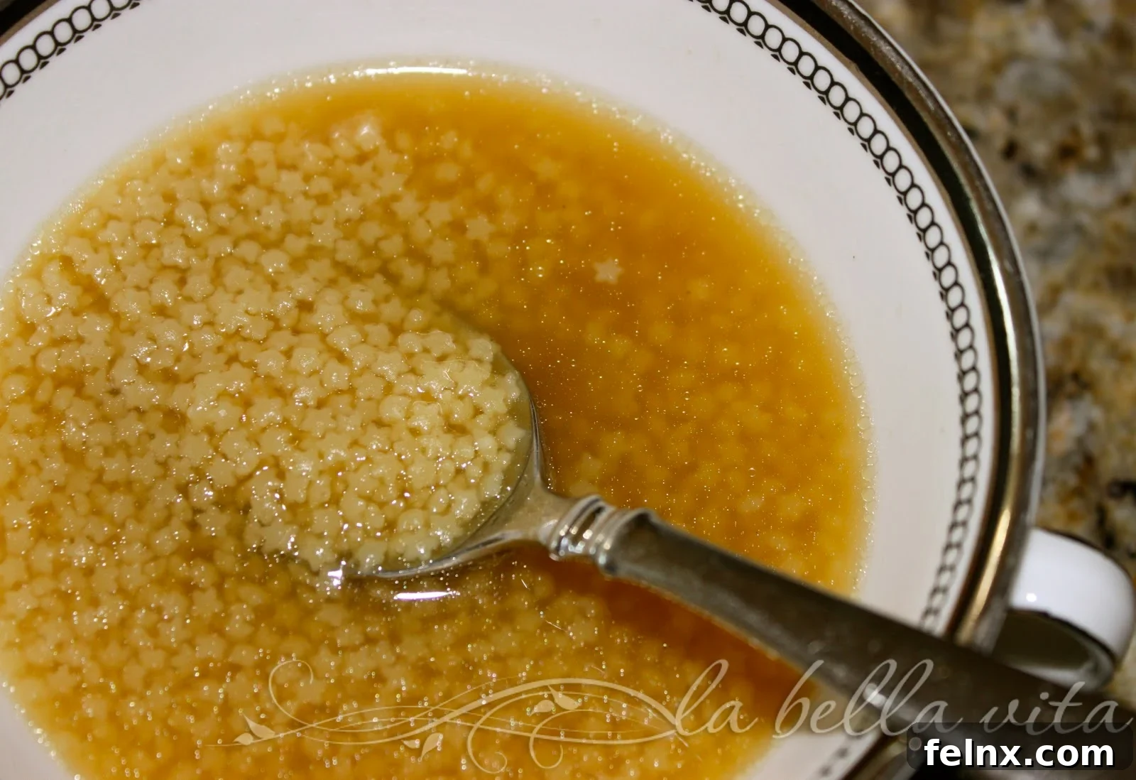 Comforting Italian Pastina soup with tiny star pasta