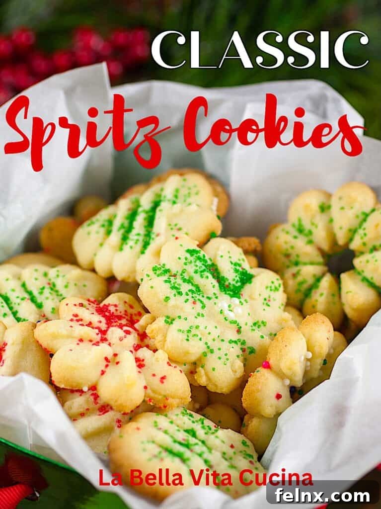 Classic butter spritz cookies with sprinkles