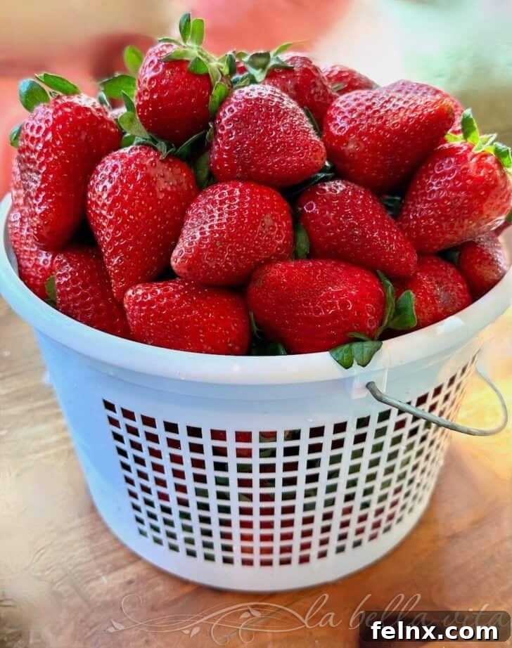 Freshly picked strawberries from a local market