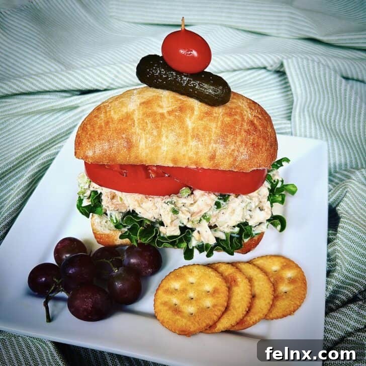 Freshly prepared tuna salad with celery and herbs