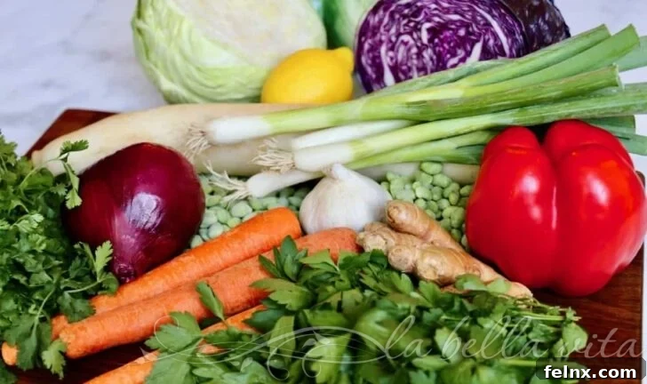 Colorful Vegetables for Asian Chopped Salad