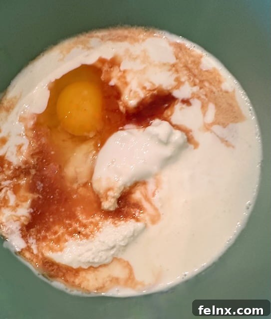 Whisking the ricotta and buttermilk mixture