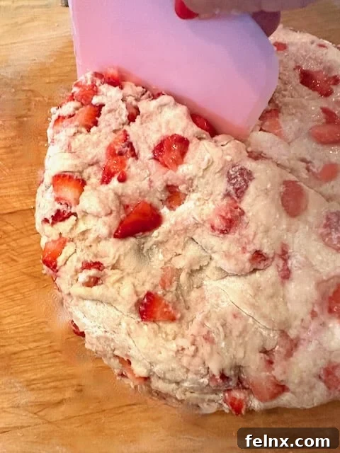 Cutting scone dough into triangles