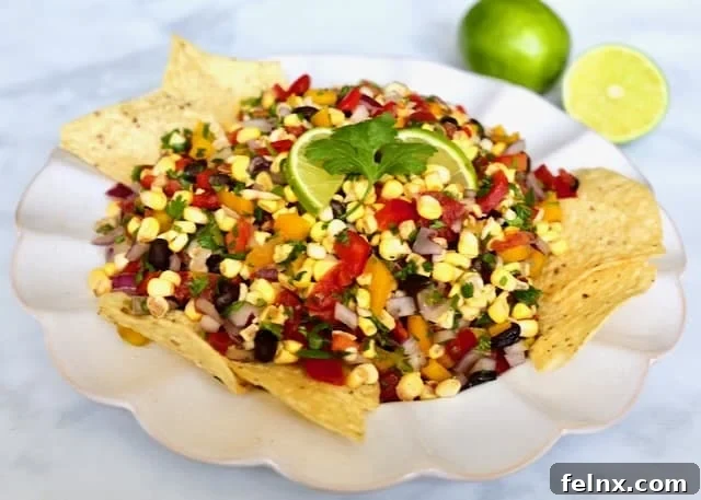 Colorful ingredients for corn salsa