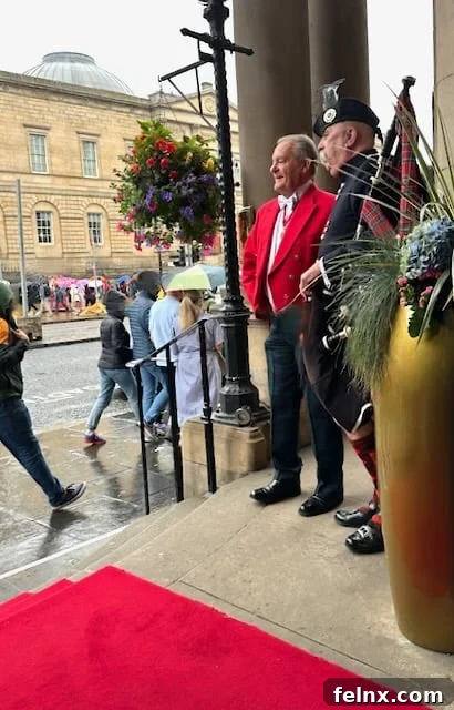Bagpiper at the Balmoral Entrance