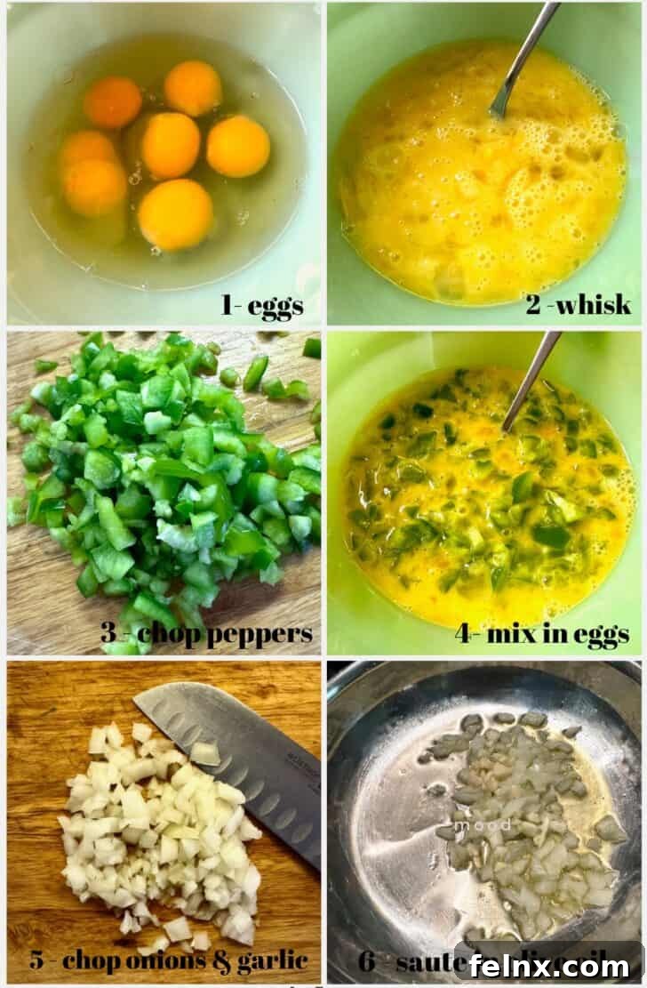 Step by step preparation of frittata