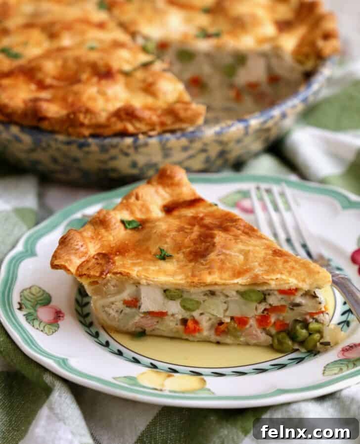 Classic Chicken Pot Pie freshly baked
