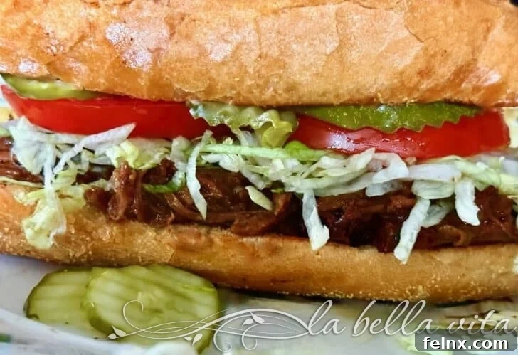 Authentic New Orleans Roast Beef Debris Po' Boy Sandwich