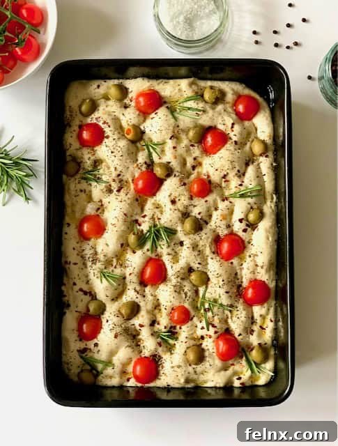 Finished Focaccia Barese with a golden crust