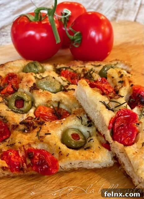 Slices of potato focaccia served on a board