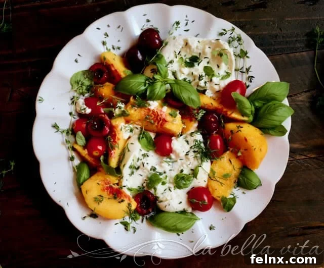 Fresh Peach and Burrata Salad with Balsamic Glaze