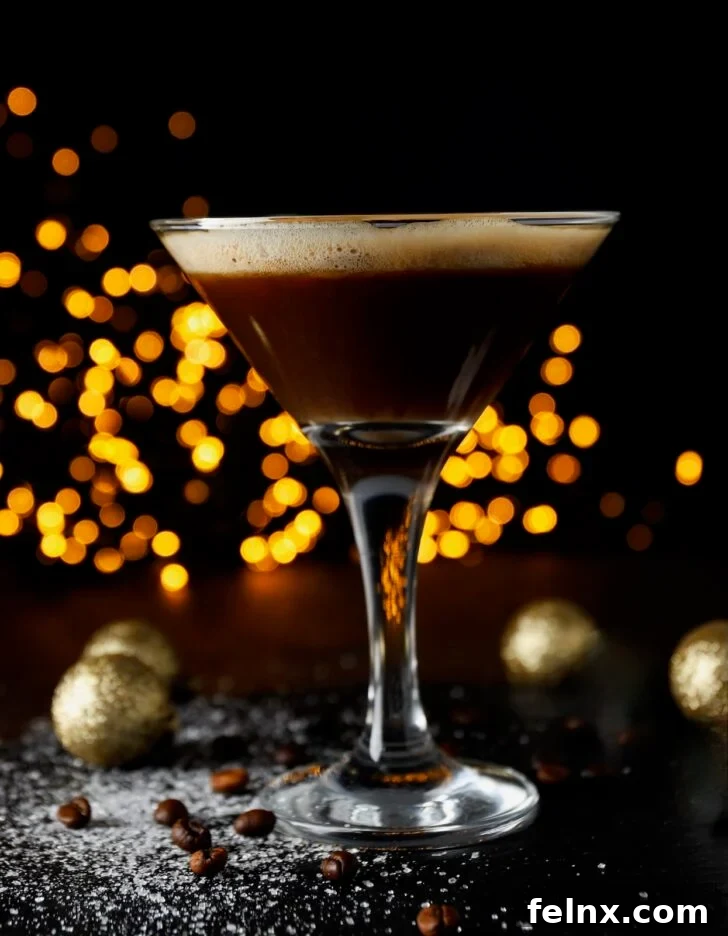 sophisticated espresso martini with coffee beans garnish