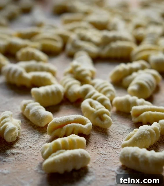 Homemade Potato Gnocchi on a wooden board