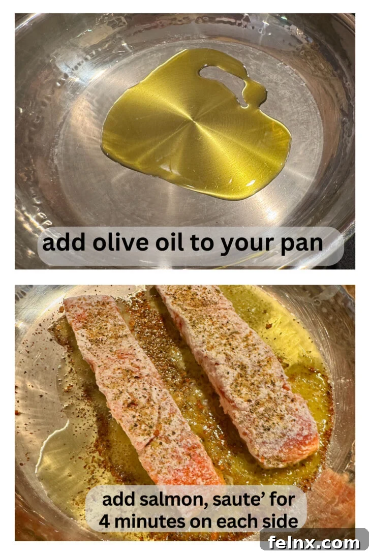 Searing salmon