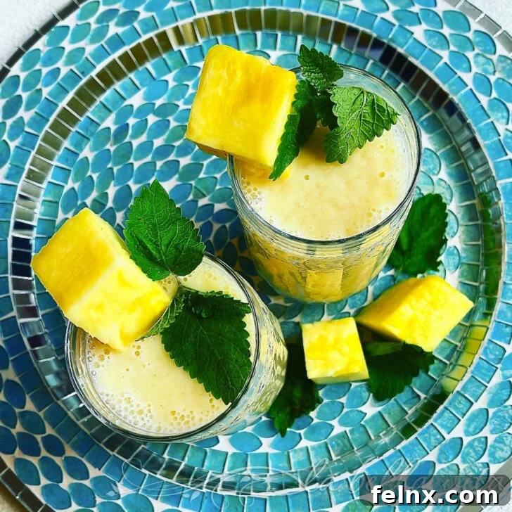 Tropical Coconut Pineapple Smoothie with Rambutan Fruit