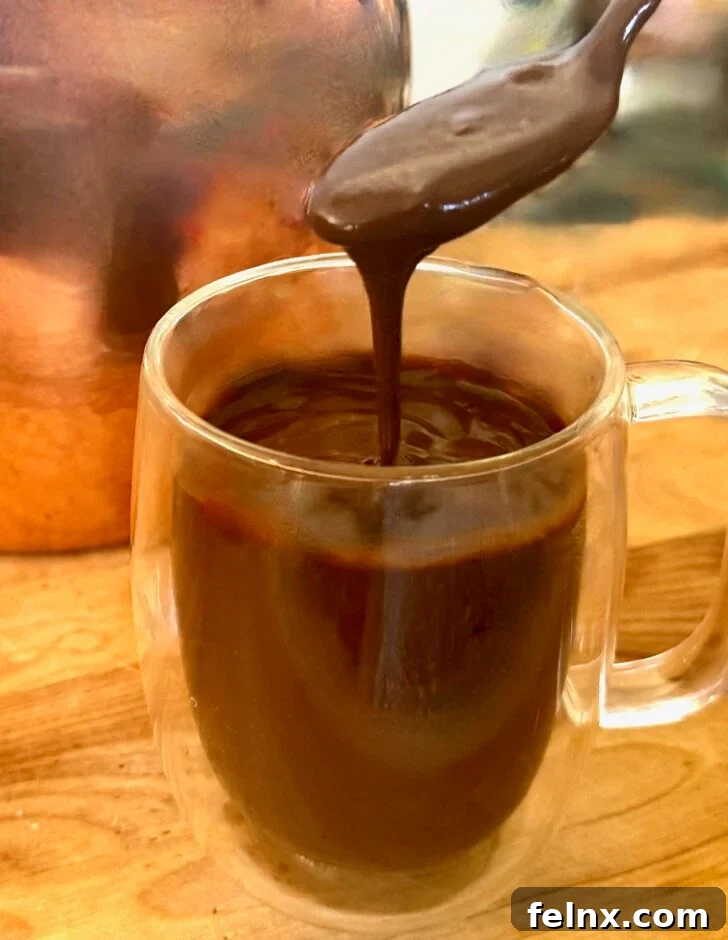A rich cup of thick Italian hot chocolate