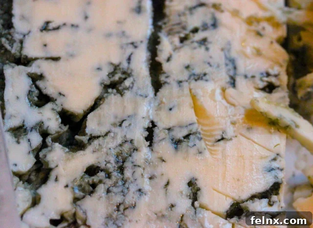 Creamy Italian Gorgonzola cheese with blue veins