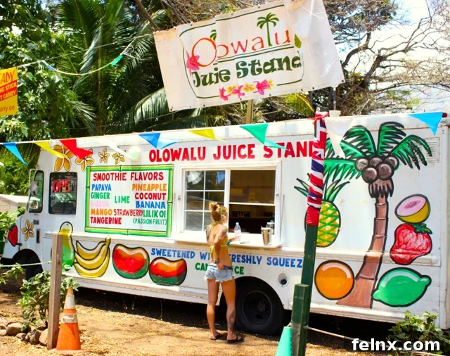 Tropical Smoothie Truck Near a Shave Ice Shop