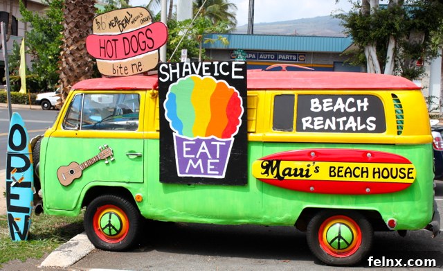 Vintage 60s Painted Mini-Van Advertising Shave Ice