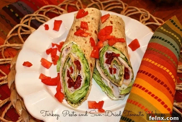 turkey, pesto and sun-dried tomato wrap